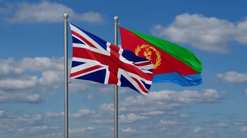 Eritrea and United Kingdom flags Stock Footage 279572589