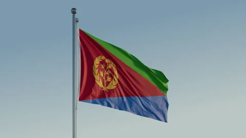 Eritrea Asmara Flag seamless loop Cinematic Realistic Waving Blue Sky Stock Footage 310874273