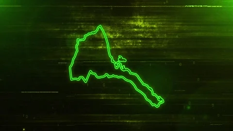 Eritrea Digital Futuristic Glitch Map Video stock 333604243