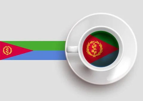 Eritrea flag with coffee on top view Stock Illustration