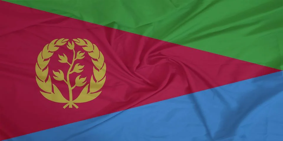 Eritrea Flag fabric rippling in the wind Stock Photos