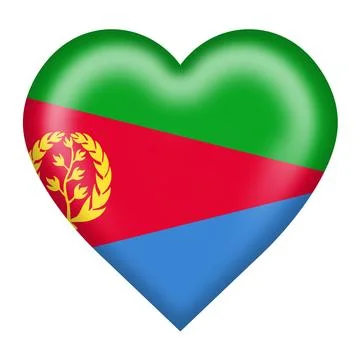 Eritrea flag heart button isolated on white with clipping path 3d illustration Stock Illustration