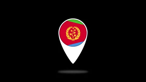 Eritrea flag inside location icon on black background Stock Footage 316253435