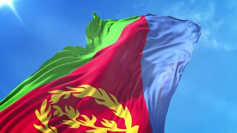 Eritrea Flag Low Angle View Stock Footage 295689946