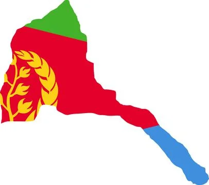 Eritrea Flag in Map, Eritrea Map with Flag, Country Map, Eritrea Map with F.. Stock Illustration