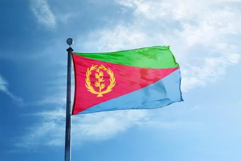 Eritrea flag on the mast Stock Photos