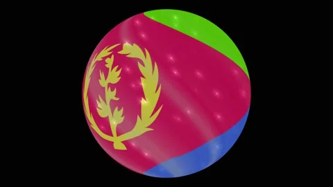 Eritrea flag in a round ball rotates. Flicker and shine. Animation loop Stock Footage 145857470