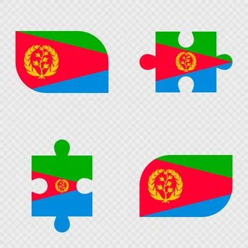 Eritrea Flag Rounded Shapes and Puzzle Set. Stockillustratie