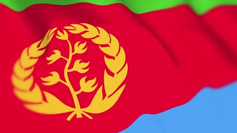 Eritrea Flag Seamless Loop 4k 60fps on Sky Background Stock Footage 340342847