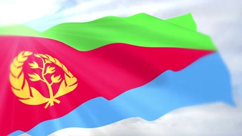 Eritrea Flag Seamless Loop 4k 60fps on Sky Background Stock Footage 340624217