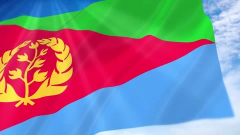 Eritrea Flag Seamless Loop 4k 60fps on Sky Background 動画素材 341672861