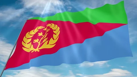 Eritrea Flag Seamless Loop 4k 60fps on Sky Background Stock Footage 341756689