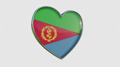Eritrea Flag in the Shape of 3D Heart. Stock Footage 140852685