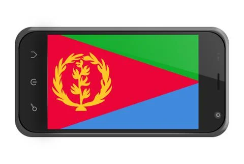 Eritrea flag on smartphone screen isolated Stock Illustration