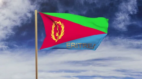 Eritrea flag with title waving in the wind. Looping sun rises style.  Animation Stock-Footage 48893195