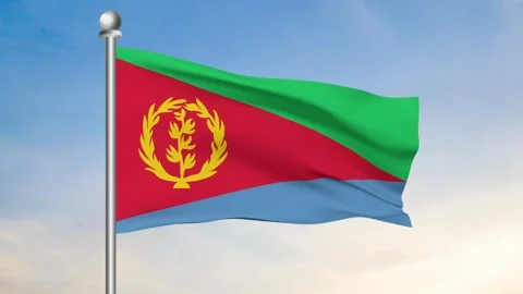 Eritrea Flag Waving In Blue Sky Stock Footage 240651183