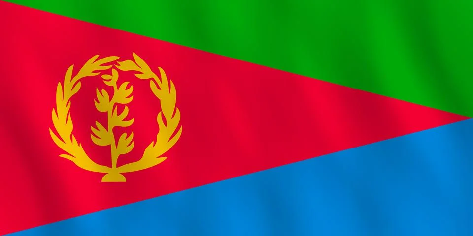 Eritrea flag with waving effect, official proportion. Stock Illustration