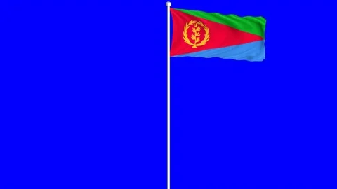 Eritrea Flag Waving Fluttering on Wind Loopable Green Blue Screen Matte Stock Footage 77581215