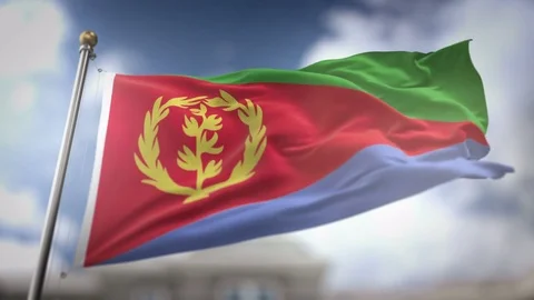 Eritrea Flag Waving Slow Motion 3D Rendering Blue Sky Background - Seamless.. Stock Footage 75242832