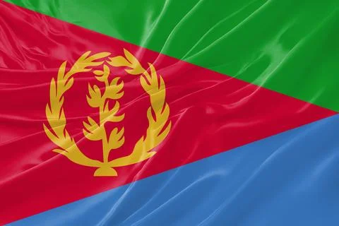 Eritrea Flag Waving Textures Silk Background Stock Illustration