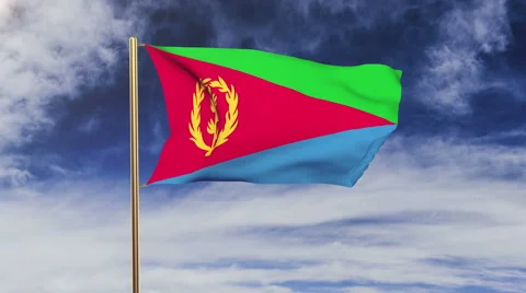 Eritrea flag waving in the wind. Green screen, alpha matte. Loopable animation Video stock 48892143