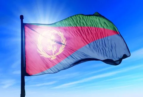 Eritrea flag waving on the wind Stock Illustration