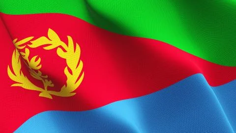 Eritrea flag waving on wind. Stock Illustration