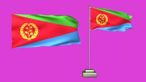 Eritrea flag waving in the wind on a pink background Stock Footage 277954949