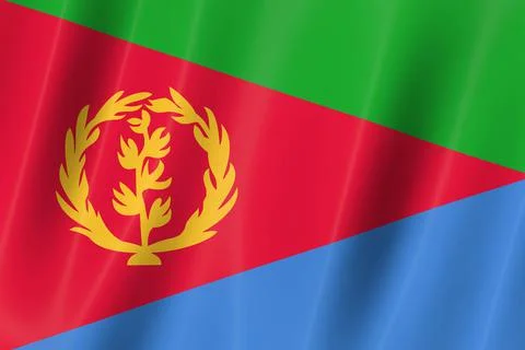 Eritrea flag,3d flag, flag, 3d render,8k Stock Illustration