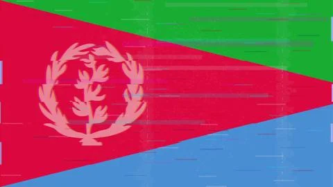 Eritrea Glitch Flag Vector - RGB Split Digital Video Frame Design Stock Illustration