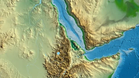 Eritrea on the globe. Bevel. Physical. No labels Stock Footage 342511690