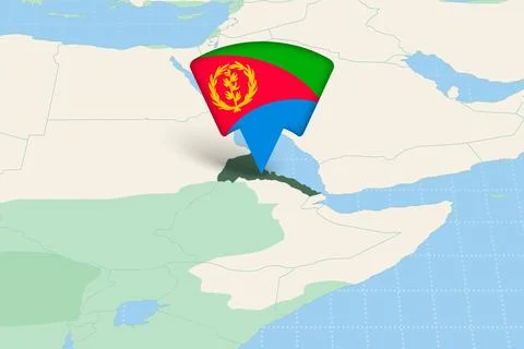 Eritrea Location Highlighted on African Map with Flag Icon. Illustration