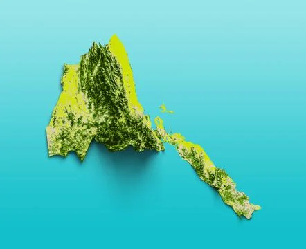 Eritrea Map 3d Relief map isolated 3D Illustration Stock Photos