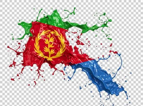 Eritrea map abstract splash paint flag colors green red yellow blue nationa.. Stock Illustration