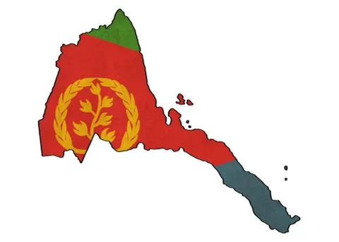 Eritrea map on eritrea flag drawing ,grunge and retro flag series Stock Illustration