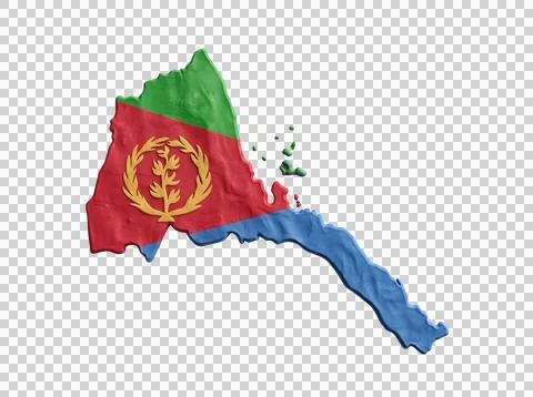 Eritrea map flag design in 3d clay texture for celebration. Stock Photos
