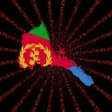 Eritrea map flag on red hex code burst illustration Stock Illustration