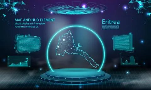 Eritrea map light connecting effect background. abstract digital technology.. Stock Illustration