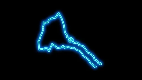 Eritrea Map Outline Neon Lights Stock Footage 332849396