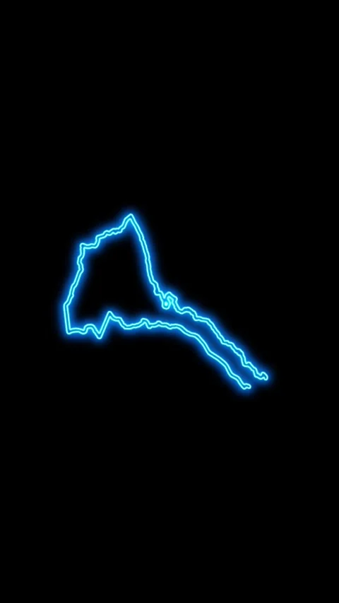 Eritrea Map Outline Neon Lights Stock Footage 333056227