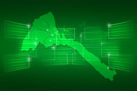 Eritrea map world map news communication green Stock Illustration