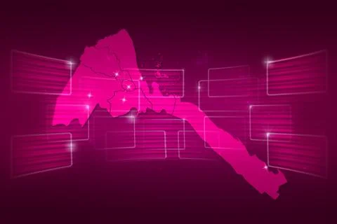 Eritrea map world map news communication pink Stock Illustration