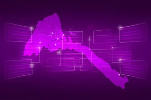 Eritrea map world map news communication purple Illustrazione stock