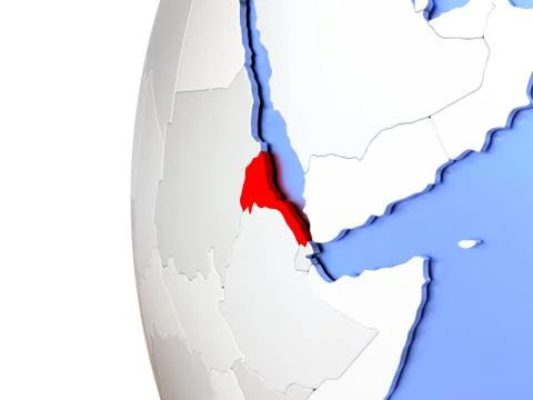 Eritrea on metallic globe Stock Illustration