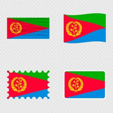 Eritrea national flag in four different styles. Stock Illustration