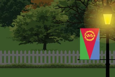 Eritrea Night Trees Lamp Vector Illustration Stock Illustration