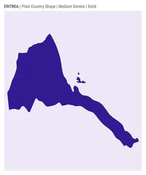 Eritrea plain country map. Medium Details. Solid style. Shape of Eritrea. V.. Stock Illustration