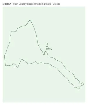 Eritrea plain country map. Medium Details. Outline style. Shape of Eritrea... Stock Illustration