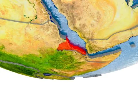 Eritrea in red on Earth model Stock Illustration