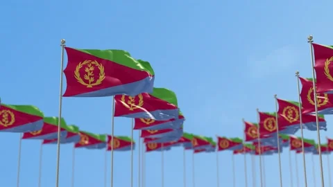 Eritrea Row Of Flags 3D Animation Видео 148665676
